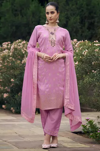 lavender fancy viscose rayon kurta set