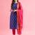 blue fancy silk blend kurta set