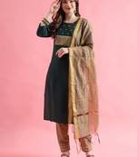 green fancy cotton kurta set