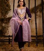 purple fancy viscose rayon kurta set