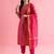rani-pink fancy silk blend kurta set