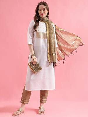 white fancy cotton kurta set 2
