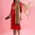 red fancy cotton kurta set