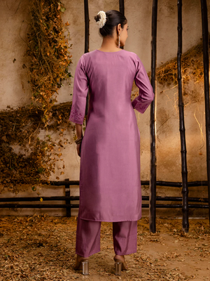 lavender fancy viscose kurta set 3