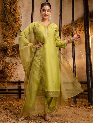 mehendi fancy viscose kurta set 3