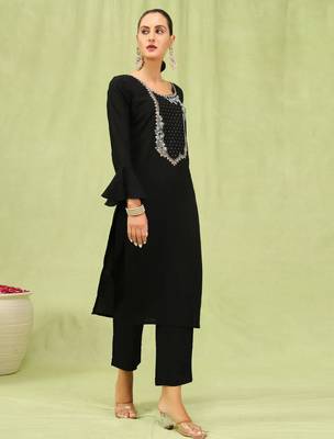 black fancy viscose kurta set 2