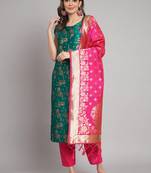 blue fancy cotton silk kurta set