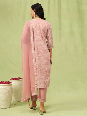 peach fancy chanderi kurta set 3