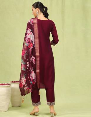 maroon fancy viscose kurta set 2