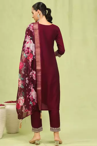 maroon fancy viscose kurta set