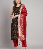 black fancy cotton silk kurta set