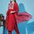 scarlet-red fancy cotton silk kurta set