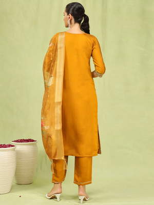 yellow fancy viscose kurta set 2