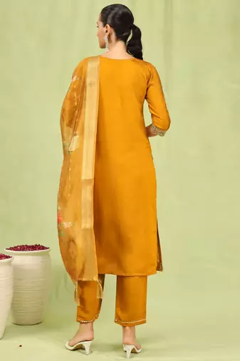 yellow fancy viscose kurta set