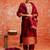 maroon fancy cotton silk kurta set