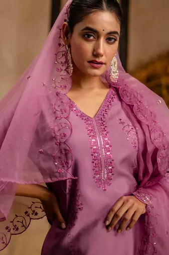 lavender fancy viscose kurta set