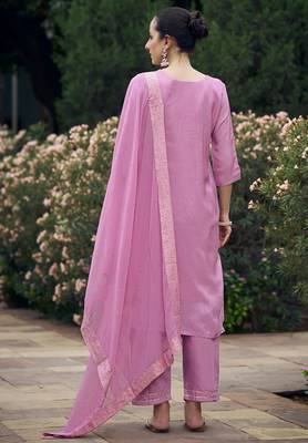 lavender fancy viscose rayon kurta set 3