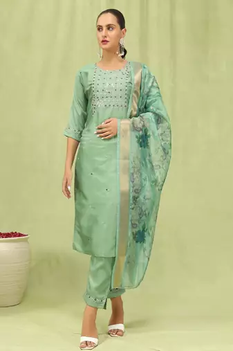 pear fancy silk blend kurta set