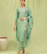 pear fancy silk blend kurta set