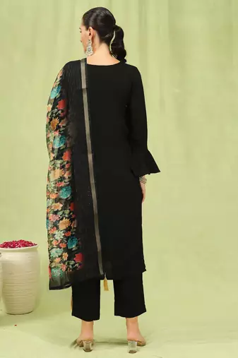 black fancy viscose kurta set