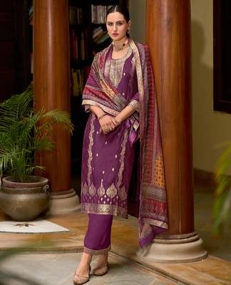 purple fancy viscose kurta set 1