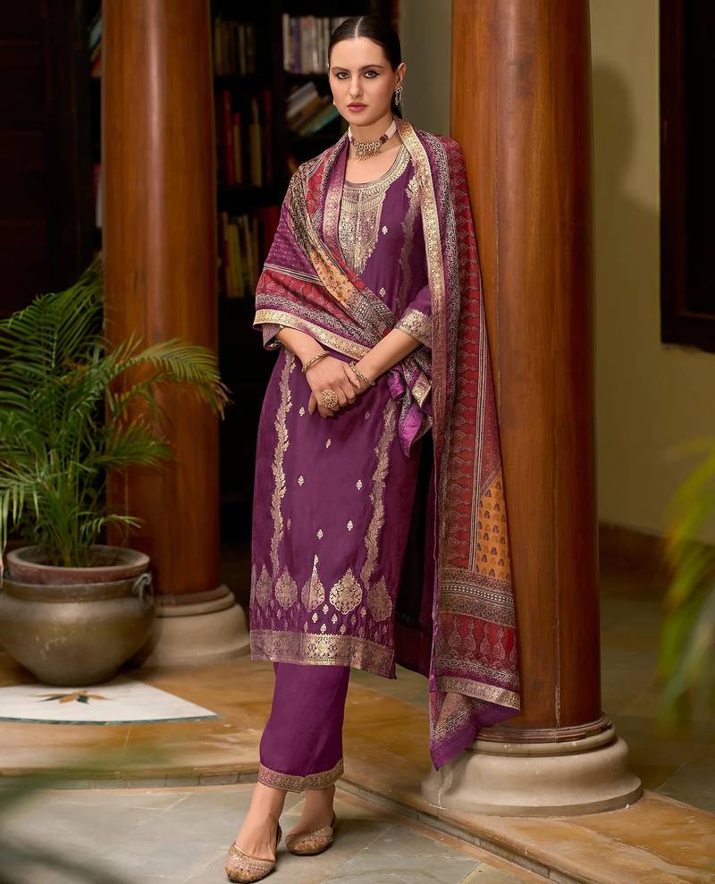purple fancy viscose kurta set