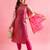 rani-pink fancy silk blend kurta set
