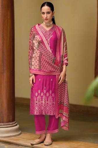 rani-pink fancy viscose kurta set