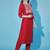scarlet-red fancy cotton silk kurta set