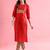 red fancy cotton kurta set