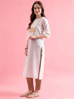 white fancy cotton kurta set 3