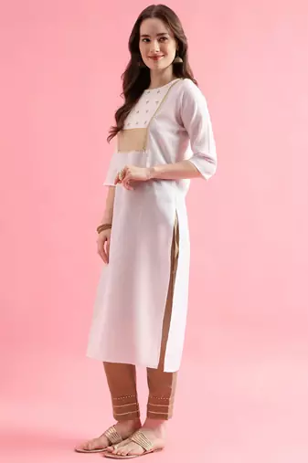 white fancy cotton kurta set
