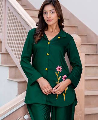 green fancy silk blend kurta set 3
