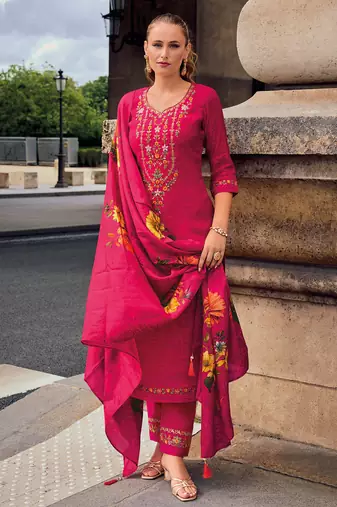 pink fancy viscose kurta set