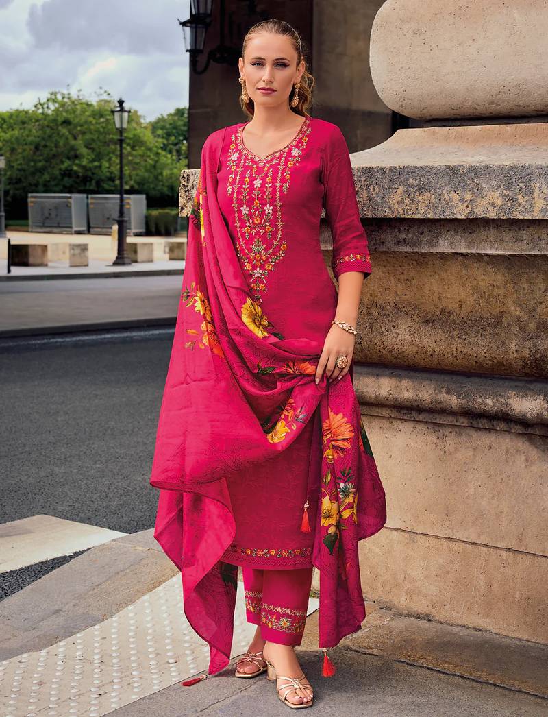 pink fancy viscose kurta set