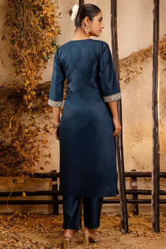 teal fancy viscose rayon kurta set