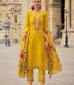 yellow fancy viscose kurta set