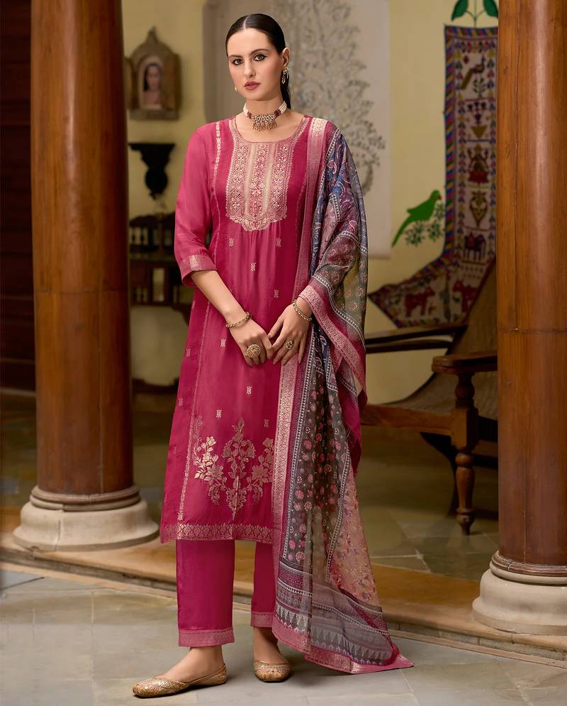 scarlet-red fancy viscose kurta set