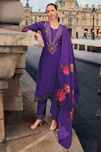 purple fancy viscose kurta set