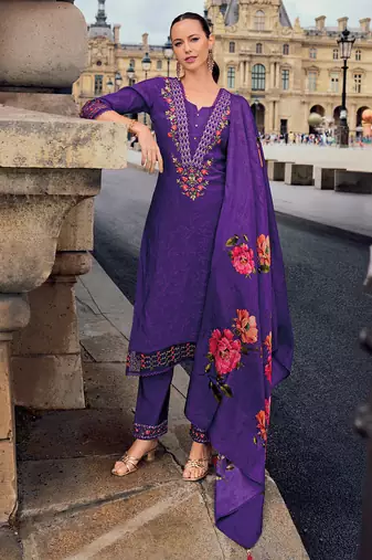 purple fancy viscose kurta set
