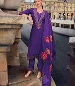 purple fancy viscose kurta set