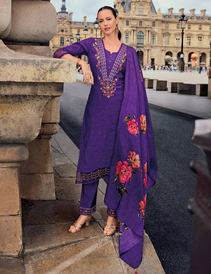 purple fancy viscose kurta set