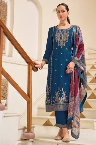 teal fancy viscose kurta set