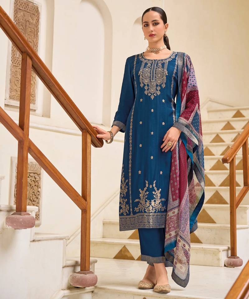 teal fancy viscose kurta set