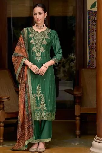 green fancy viscose kurta set