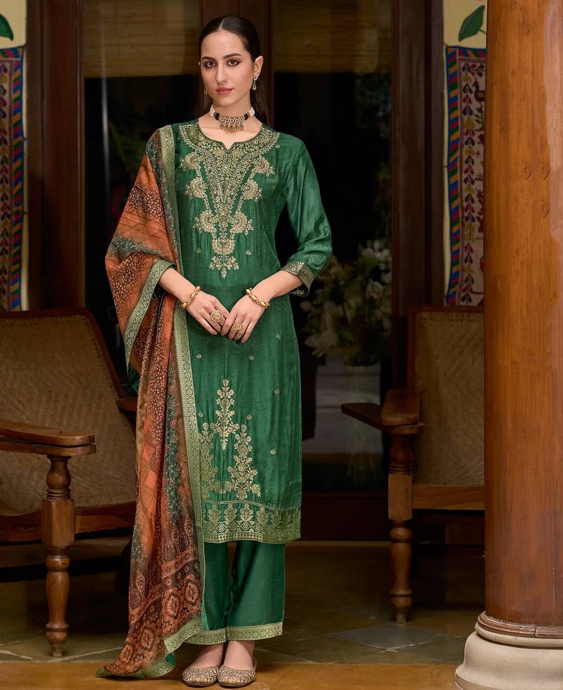green fancy viscose kurta set