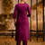 purple fancy silk blend kurta set