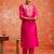 rani-pink fancy silk blend kurta set