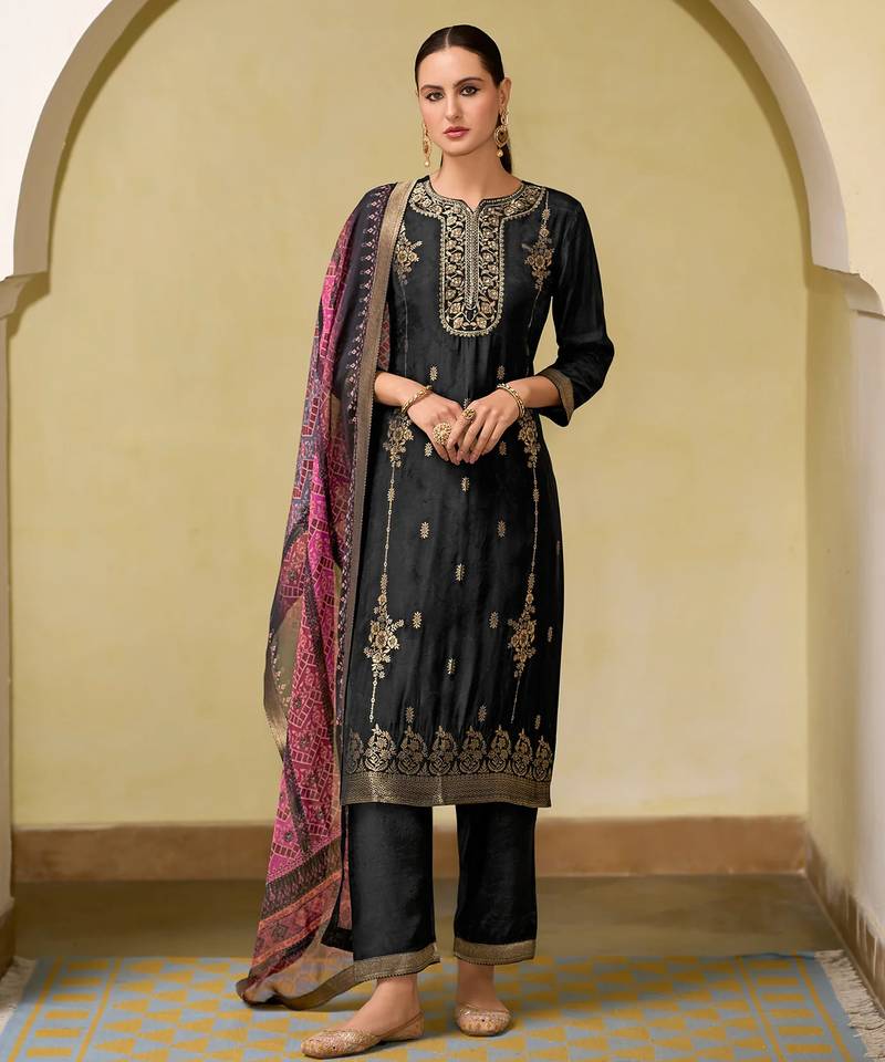 black fancy viscose kurta set