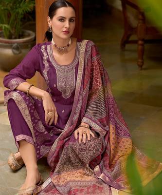 purple fancy viscose kurta set 2